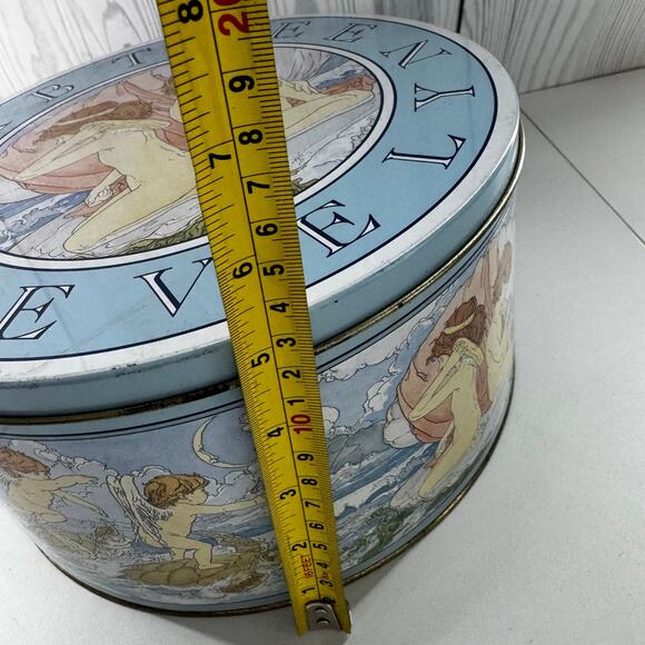 Vintage 1985 Crabtree and Evelyn Octagon Tin Farm Horse Chicken Tall Round - Picture 9 of 9